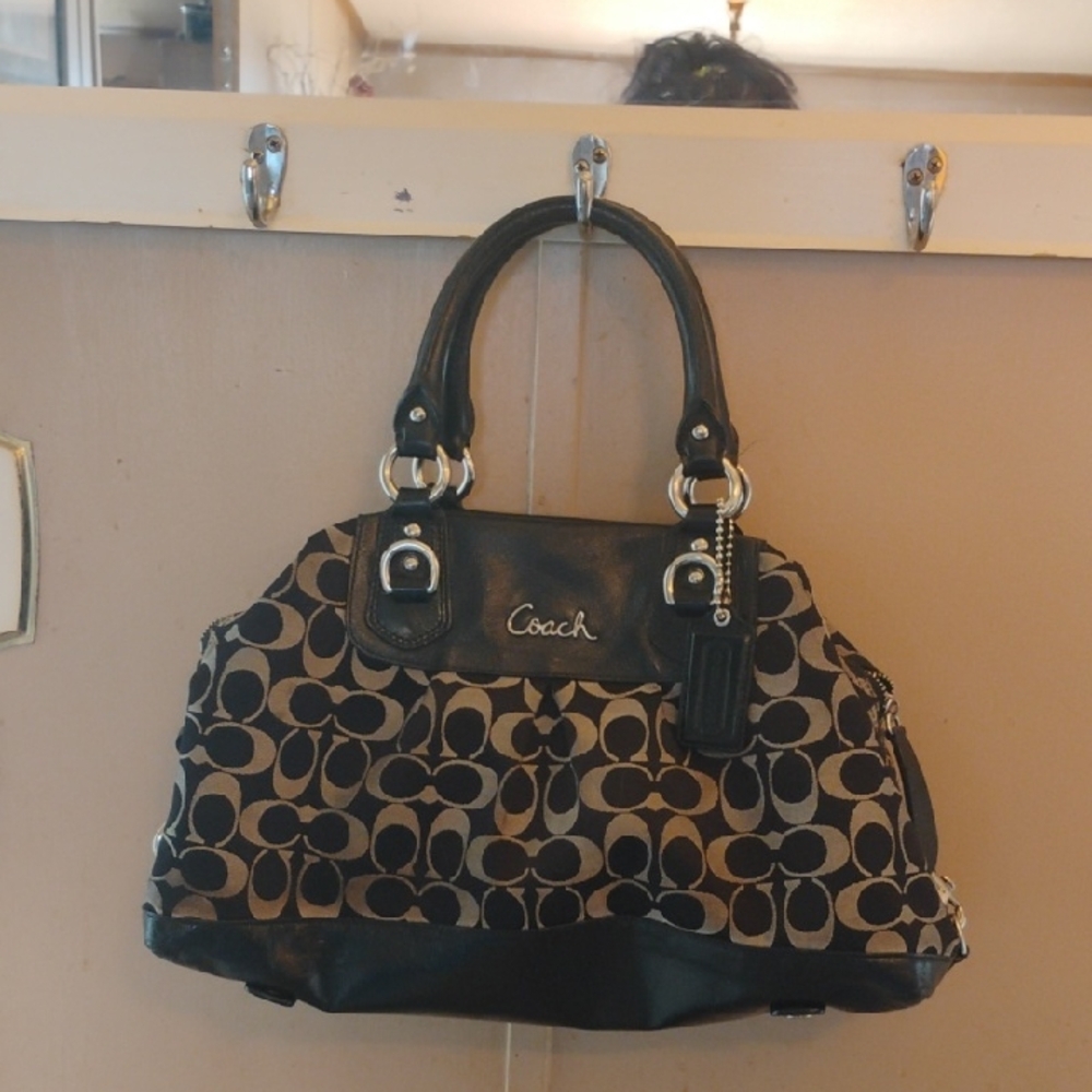 Coach Black and Brown Signature Satchel